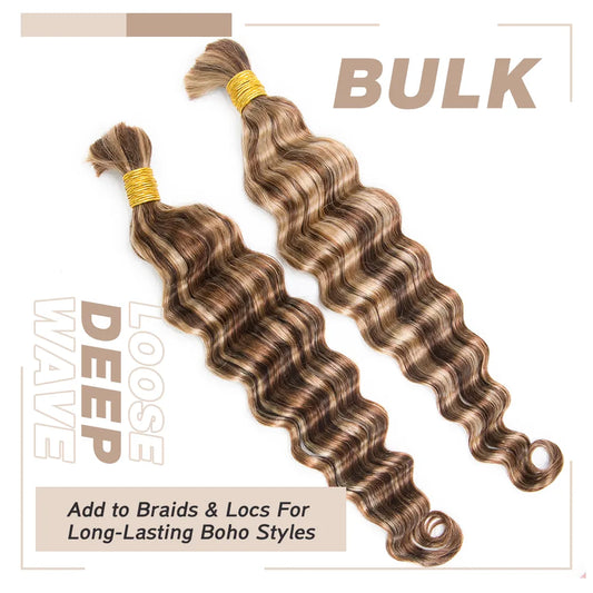 #4/#27/#30 Mix Color Blend Loose Deep Wave Bulk Human Hair