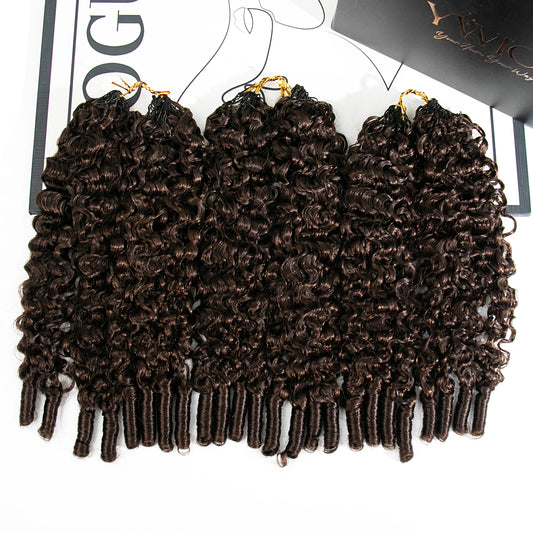 #4 medium brown water curly feather crochet hair