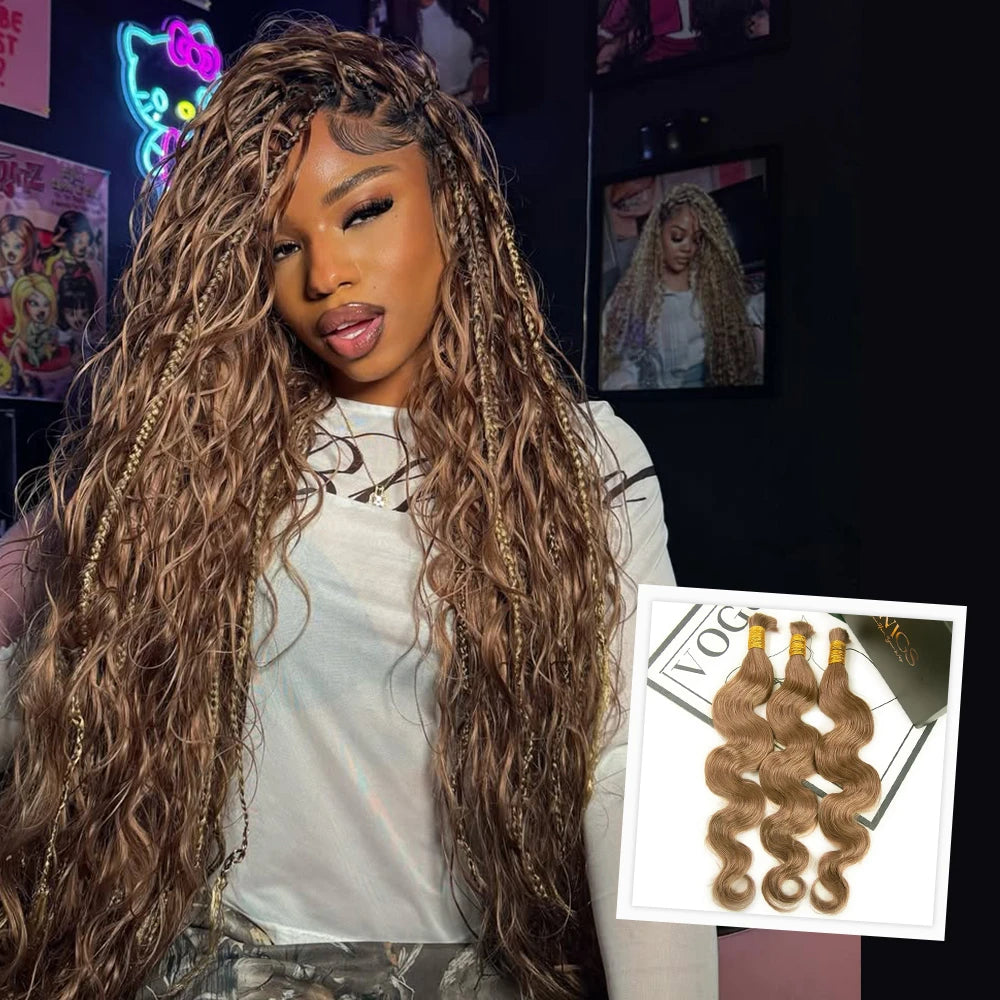 Color #8 Light Brown Body Wave Bulk Human Braiding Hair – Ywigs Color #8 Light Brown Body Wave Bulk Human Braiding Hair – Ywigs
