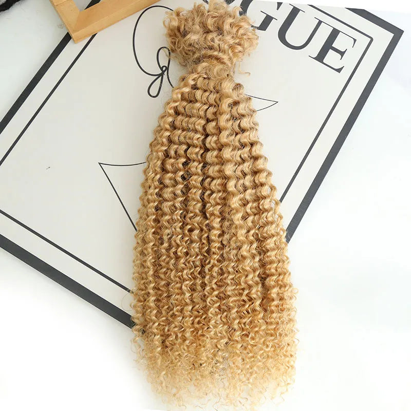 Afro Kinky Curly Bulk Human Hair Extensions Color #27 Honey Blonde