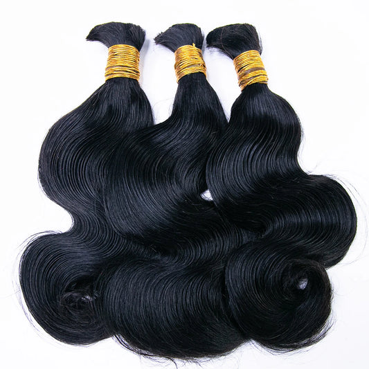 Flash Sale | #1B Double Drawn Burmese Body Wave Braiding Hair