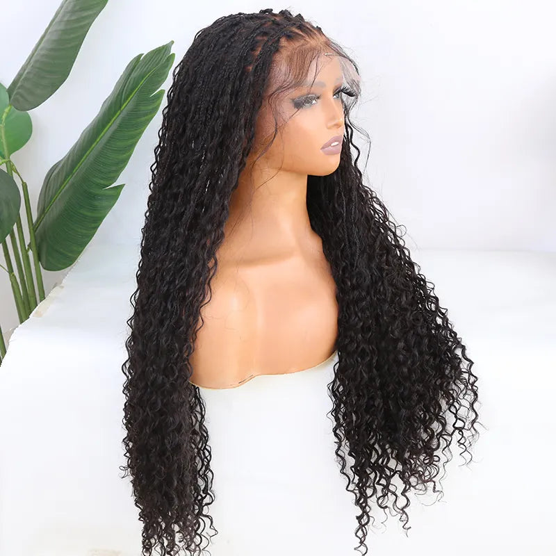 Bohemian Knotless Hd Lace Full Lace Braided Wig Human Hair