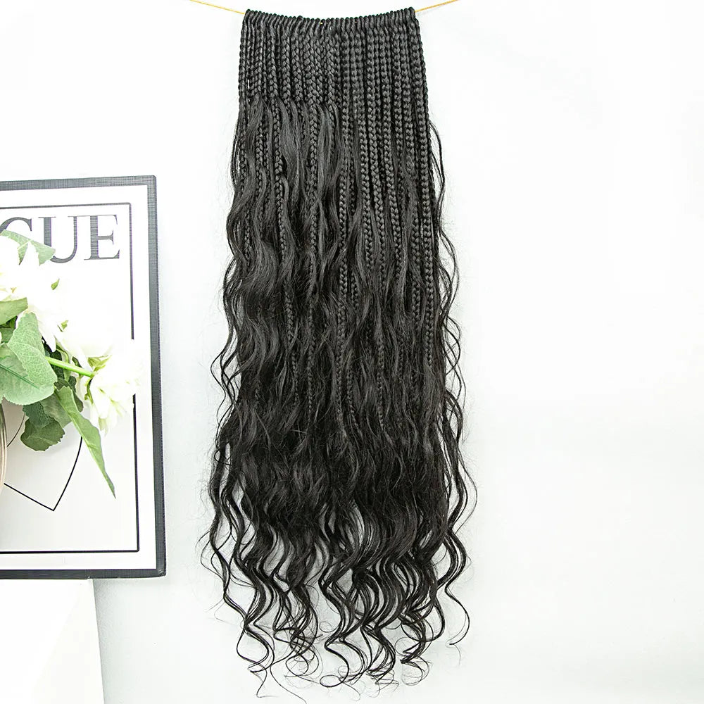 crochet boho box braids with human hair curls