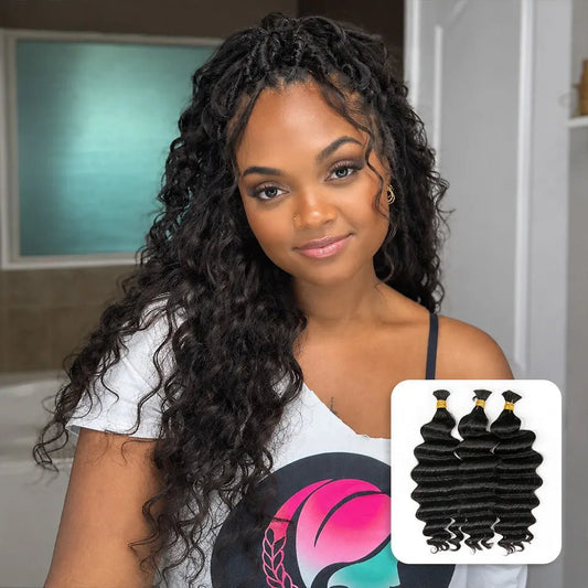 Ywigs Double Drawn Loose Deep Wave human braiding hair front view for boho braids