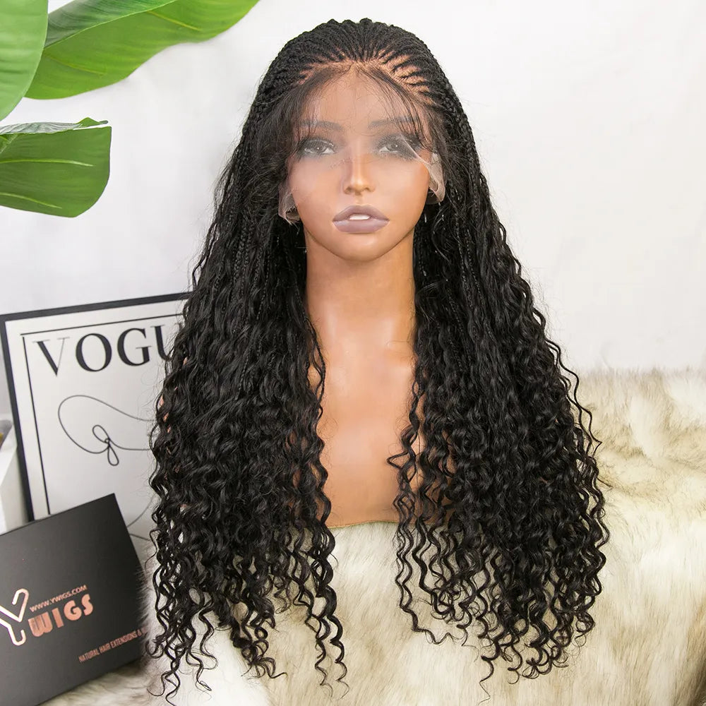 half up half down braided full lace wig