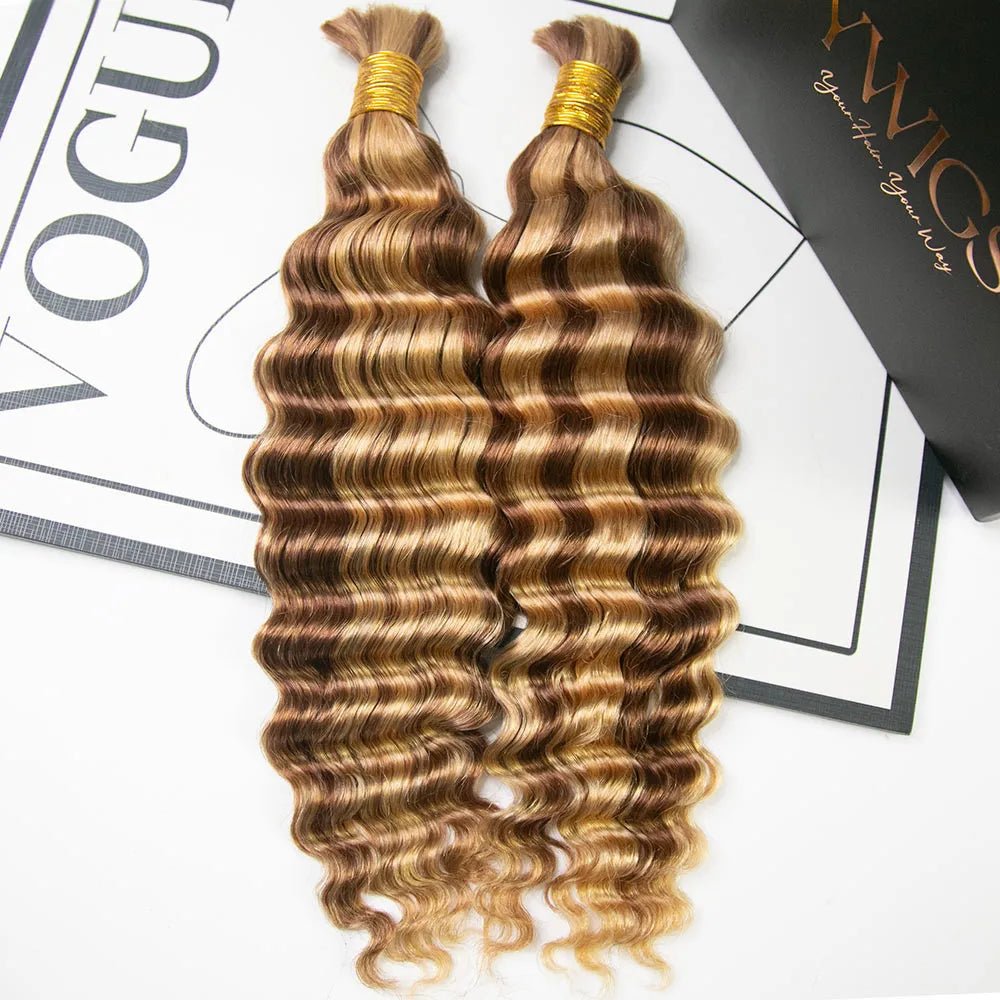 27/#30 Piano Color Deep Wave Bulk Hair Extensions for 