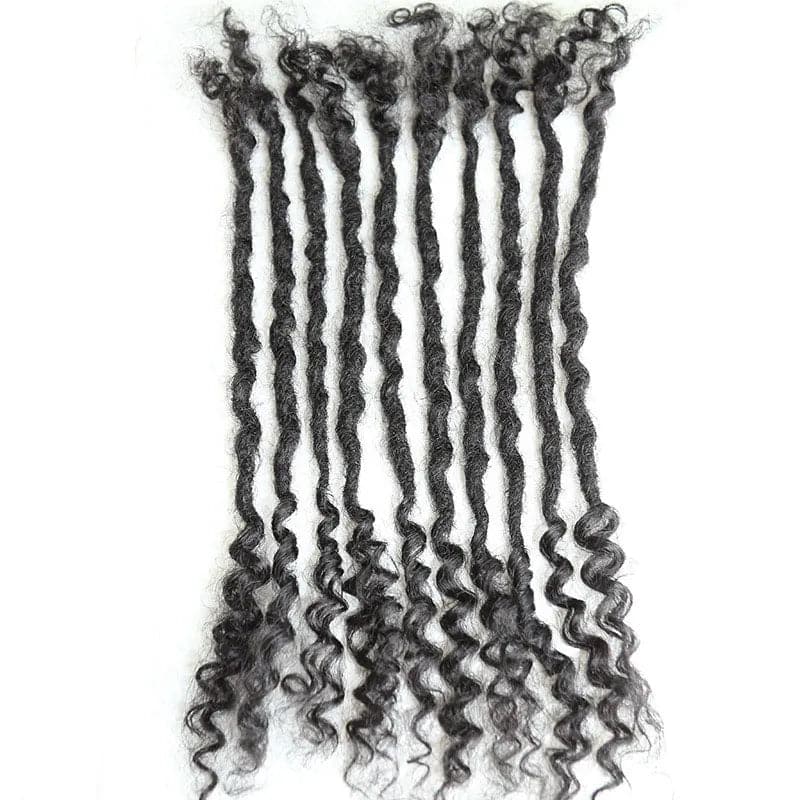 Human Hair Loc Extensions With Curly Ends  - Natural Black #1B