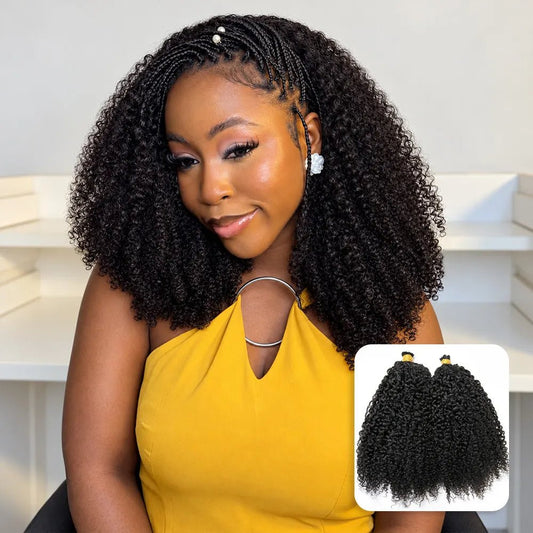Ywigs Multi Textured Kinky Curly Human Braiding Hair front view