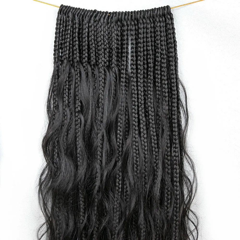 pre-looped crochet box braids with virgin human hair curls