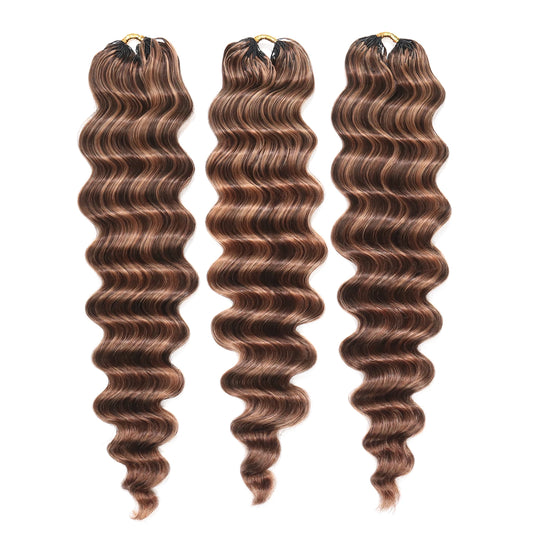 Ywigs #D4/30 Mix Color Blend Loose Deep Wave Human Crochet Hair front view