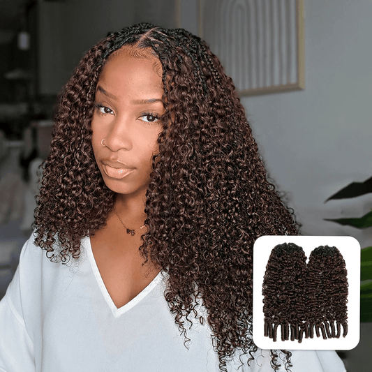 Ywigs #T1B/4 Ombre Burmese Curly human crochet hair front view