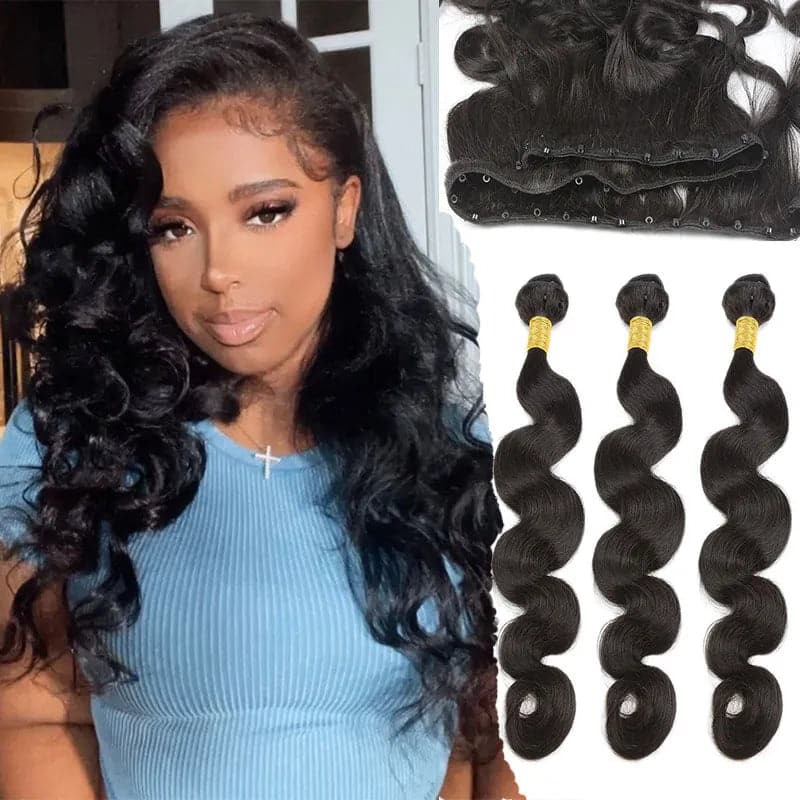 Natural Color Body Wave Micro Bead/Microlink Weft Hair Extensions, 16 16 (2 Bundles)