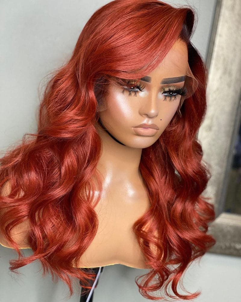 custom colored body wave lace front wig