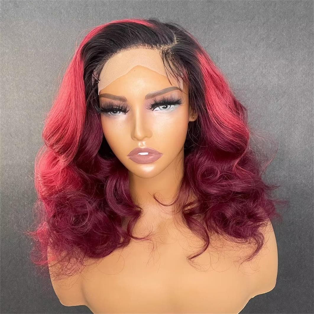 Mixed Colored 5x5 Body Wave Lace Closure Wig front