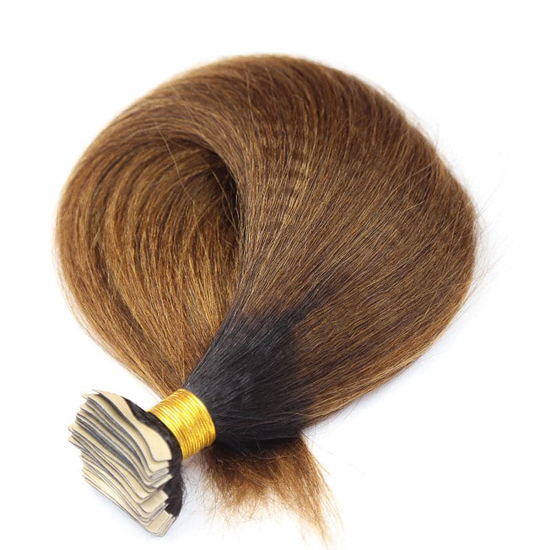 #1B/30 tape in hair extensions yaki straight