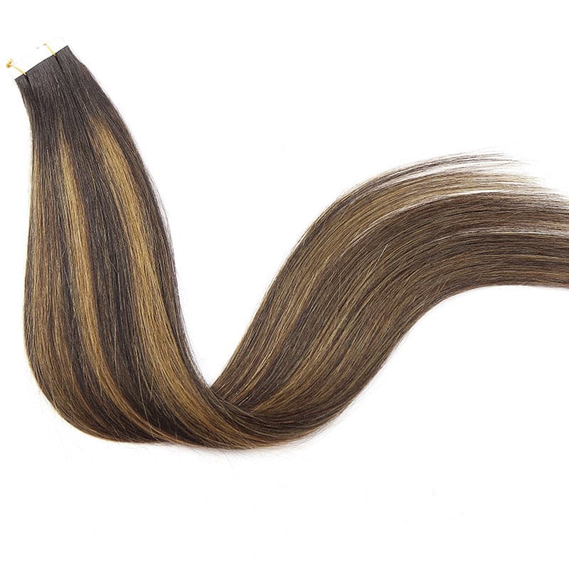 mixed brown tape in hair extension straight for black hair