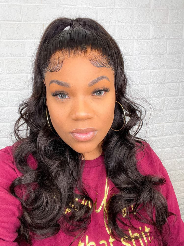 water wave human hair 360 lace front wig 1