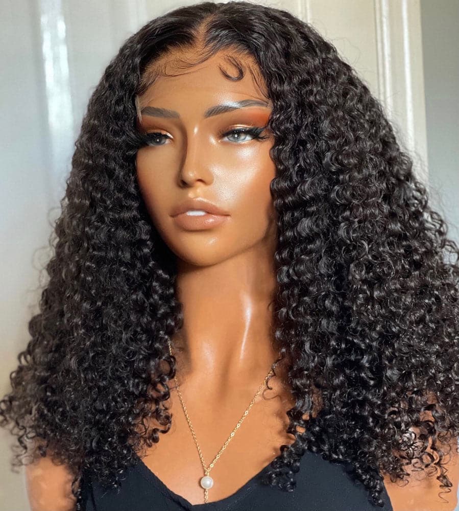 3c natural hair 5x5 lace closure wig for curly human hair