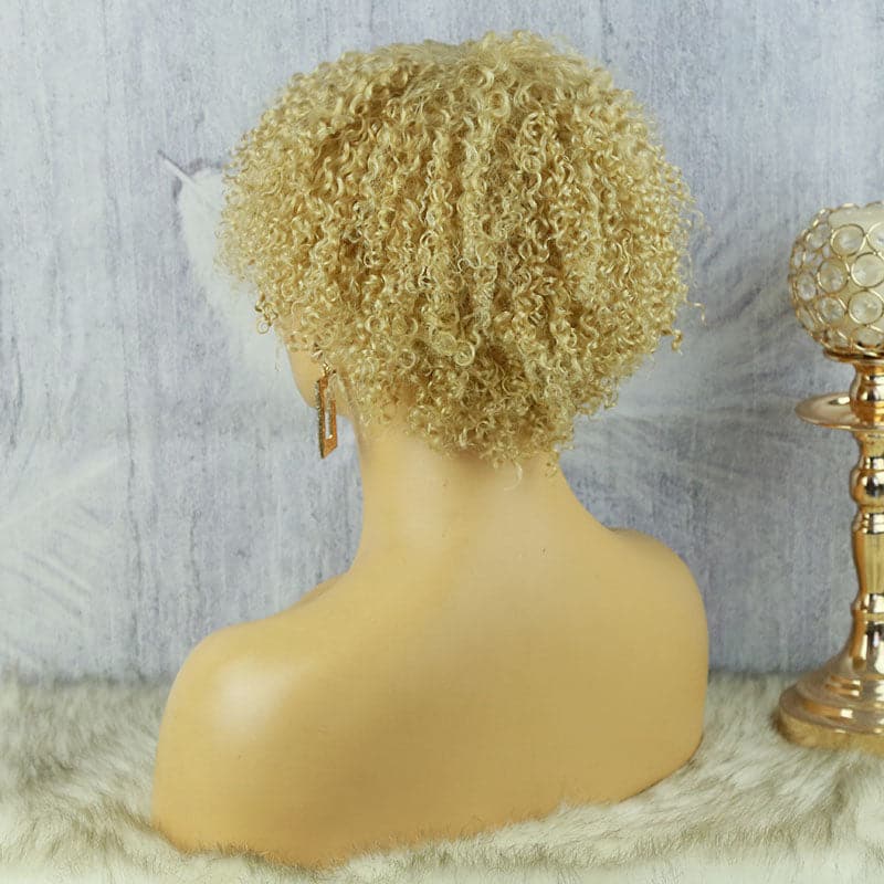 blonde with bangs human hair bob wig curly 04