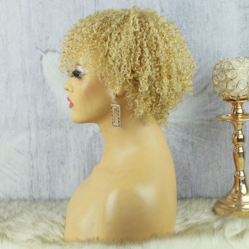 blonde with bangs human hair bob wig curly 03