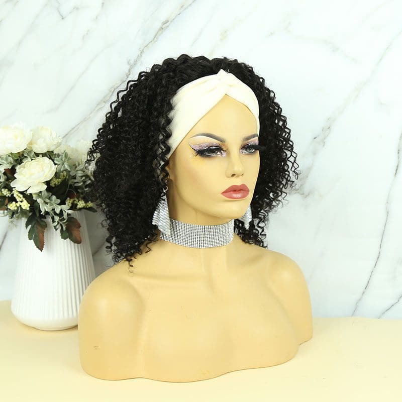 Amaka Jerry Curly Human Hair Headband Bob Wig  2