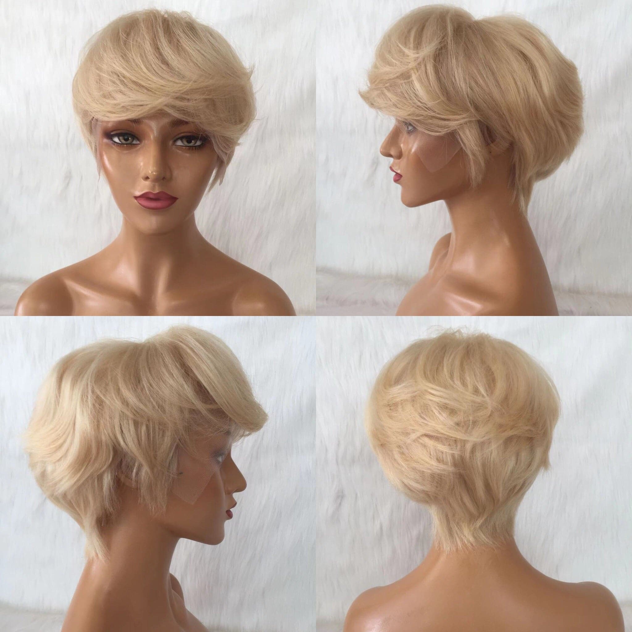 blonde short lace front wig natural wave pixie cut 01
