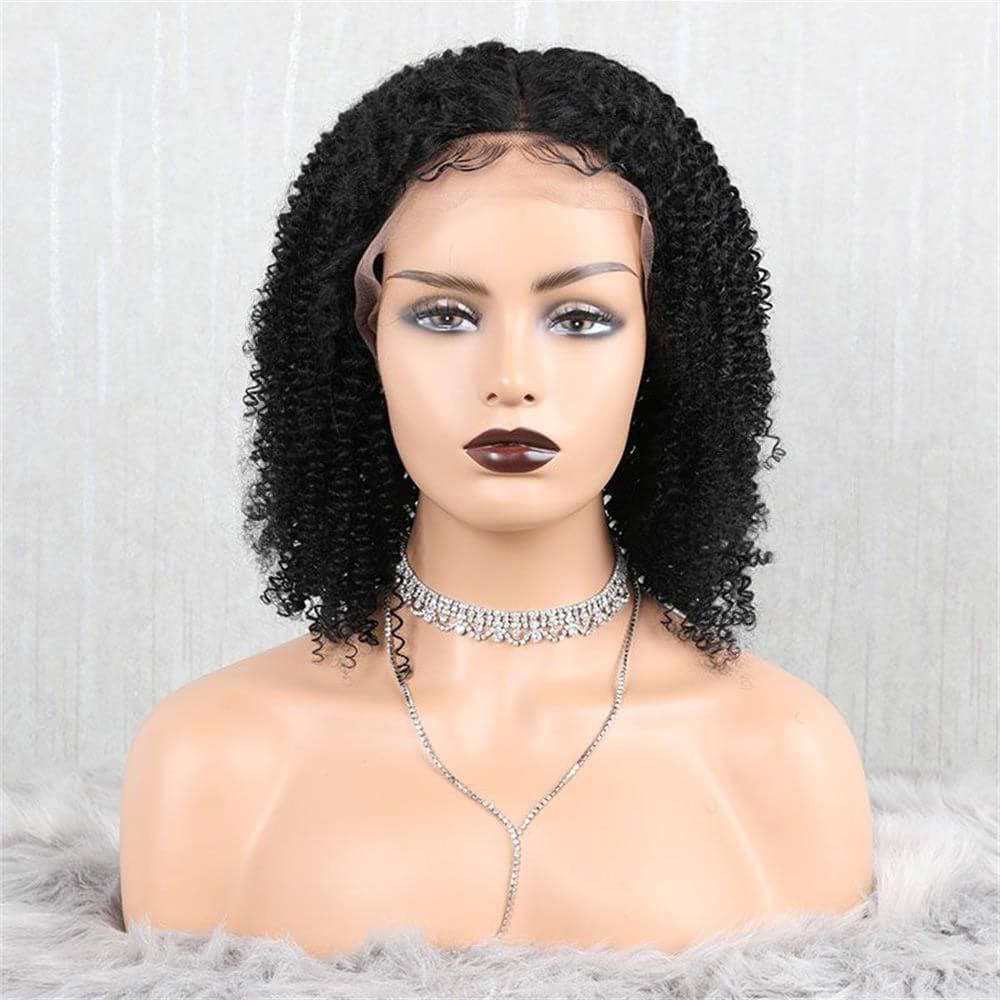 Glueless Brazilian Kinky Curly Bob Wig Human Hair 13 x 6 Lace Front Wig 8