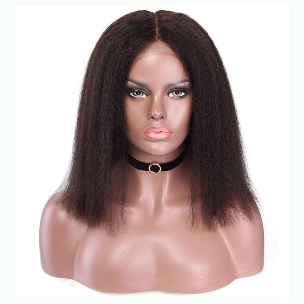 Glueless Kinky Straight Bob Wig Human Hair 13 x 6 Lace Front Wig 4