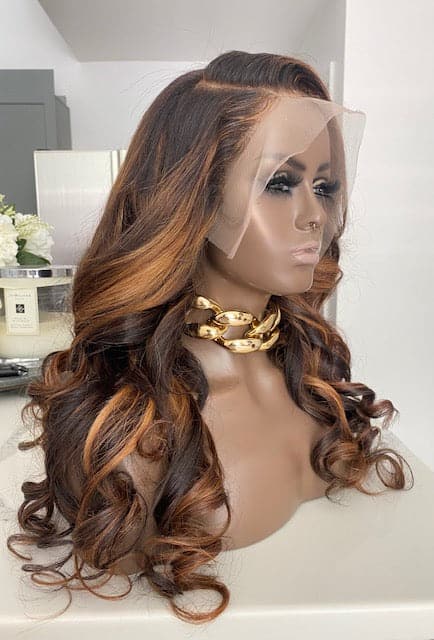 custom colored body wave 13x6 lace front wig one side