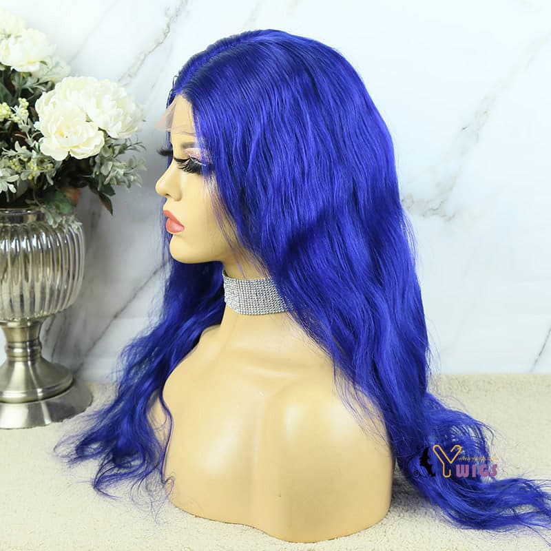 blue body wave 13x4 lace front wig human hair 4