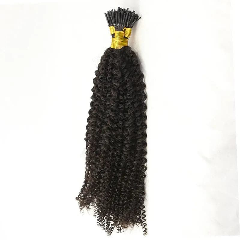 Natural Color Afro Kinky Curly I Tip Hair Extension