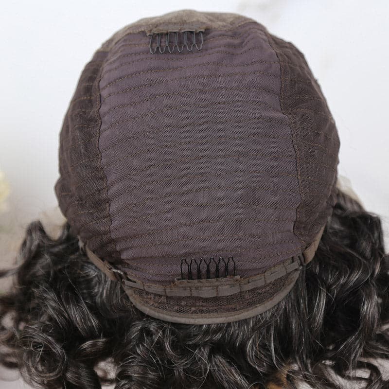 salt and pepper loose deep wave 13x6 lace front bob wigs 12