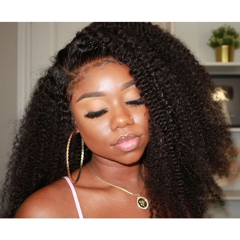 Kinky Curly 360 Lace Frontal Wigs Human Hair review2