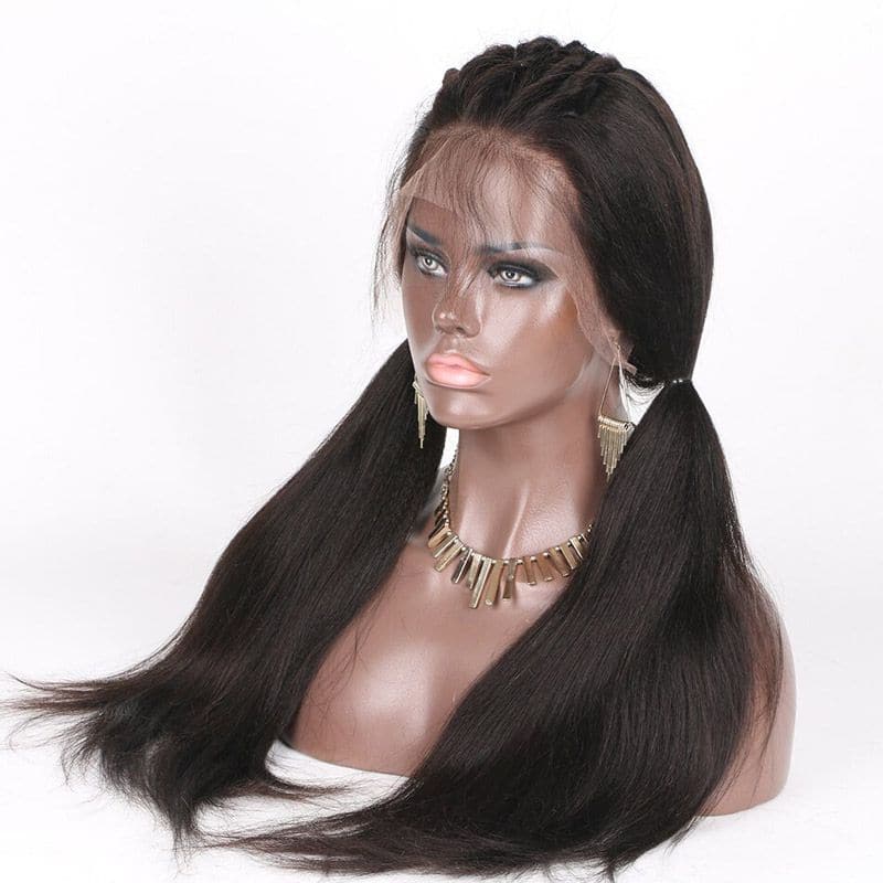 Light Yaki Straight 360 Lace Frontal Wigs Human Hair AOB22 left