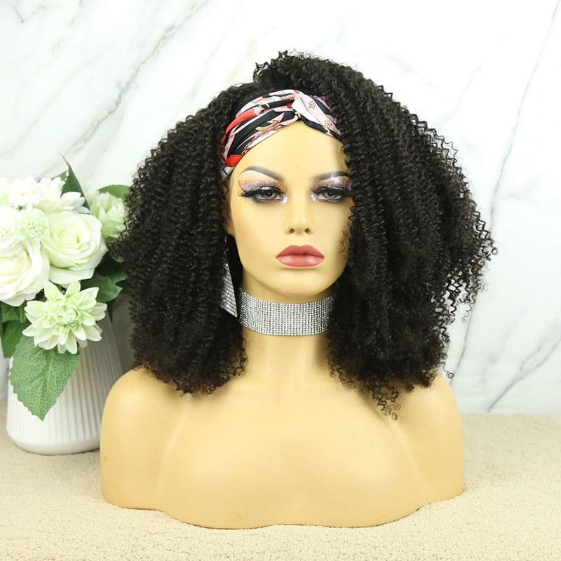 Luna Afro Kinky Curls Human Hair Headband Wig 1