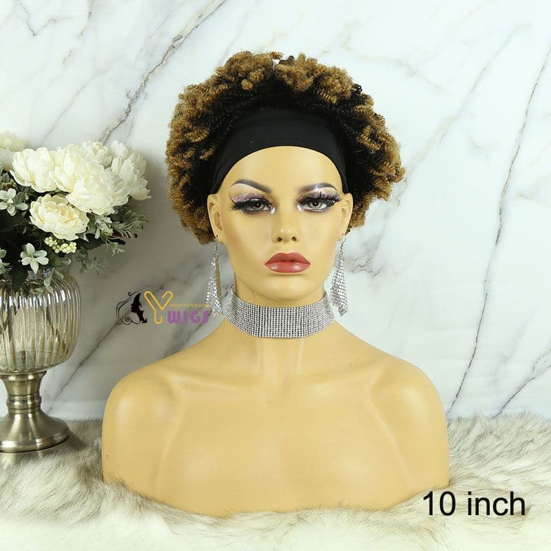 Nia #27 Honey Blonde Afro Kinky Curly Human Hair Headband Wig 5