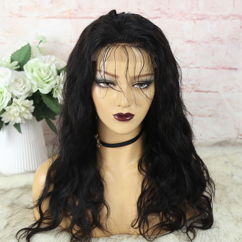 No Knots Natural Color 4 x 4 Silk Top Body Wave Human Hair Lace Closure Wigs