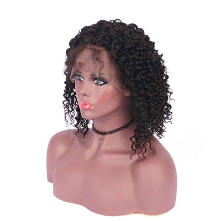 Short Jerry Curly Human Hair 360 Lace Frontal Bob Wigs front2