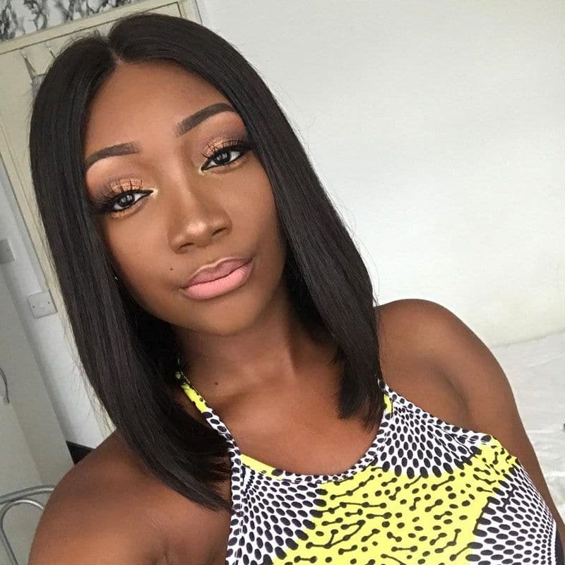 Straight Human Hair 360 Lace Frontal Bob Wigsreview1
