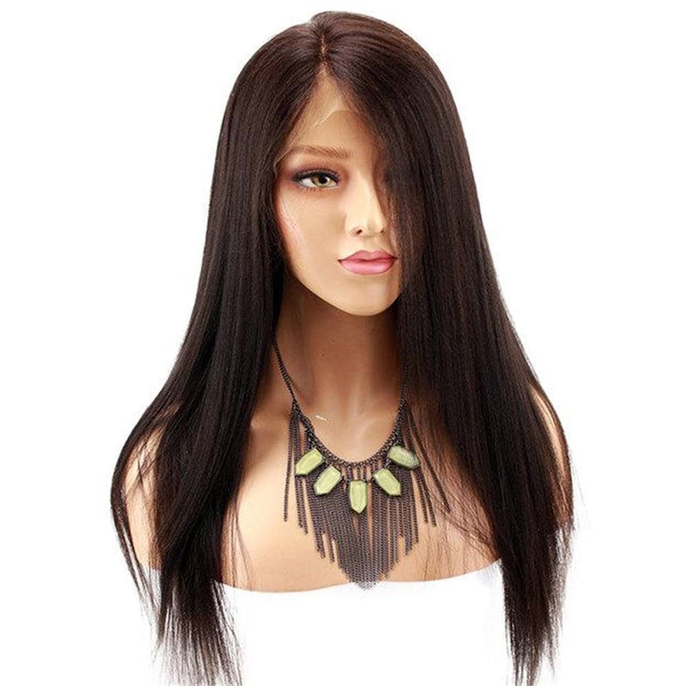 Yaki Straight Human Hair 13x6 Lace Front Wig 4