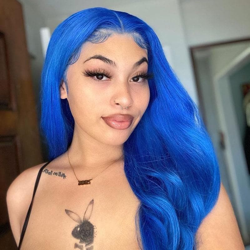 blue body wave 13x4 lace front wig human hair 1