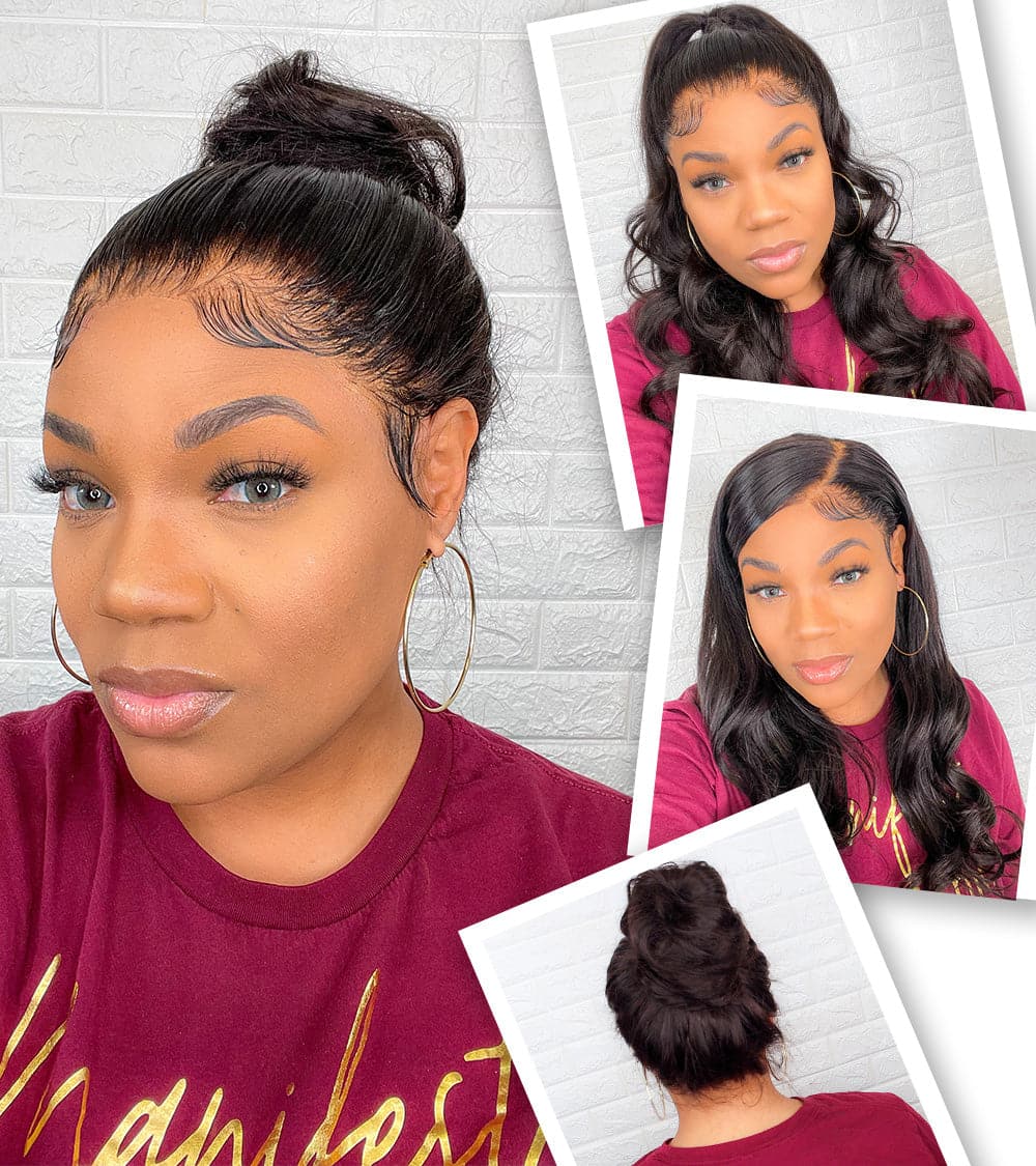 water wave human hair 360 lace front wig