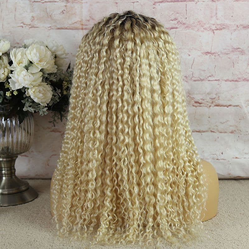 8A+ #T2/613 Blonde Brazilian Curly 13x6 Lace Front Wig 05
