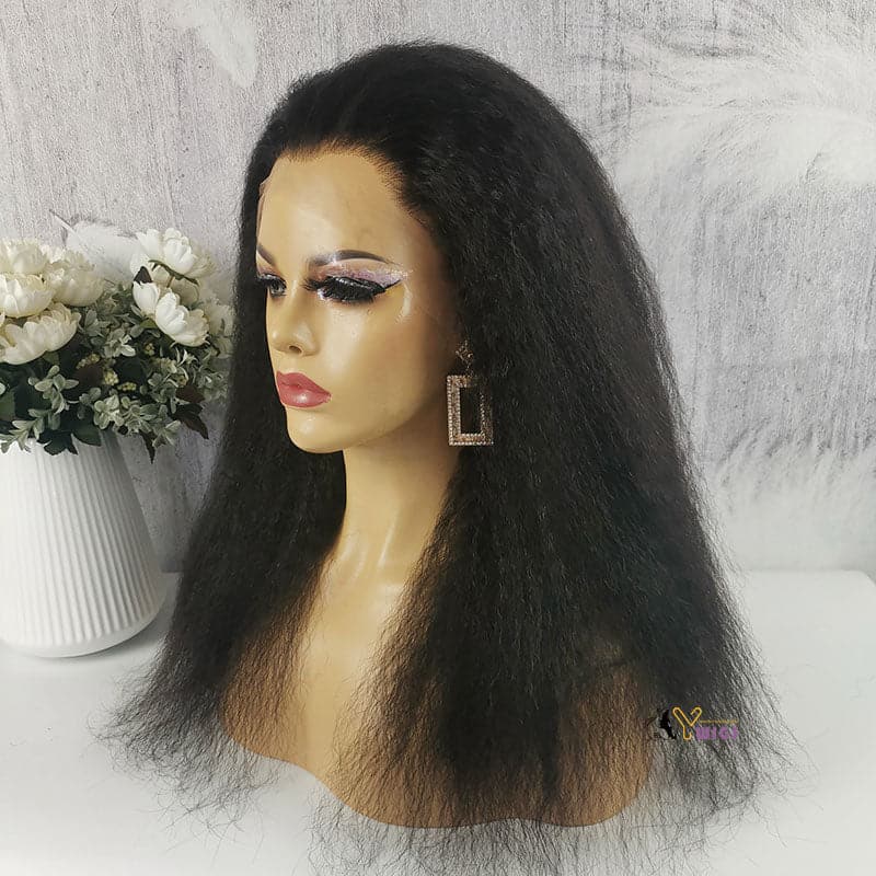 kinky straight 13x6 clear lace front wig human hair 8