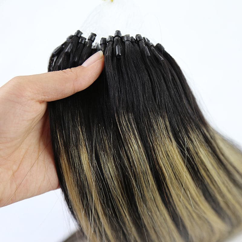 ash blonde micro loop human hair extensions