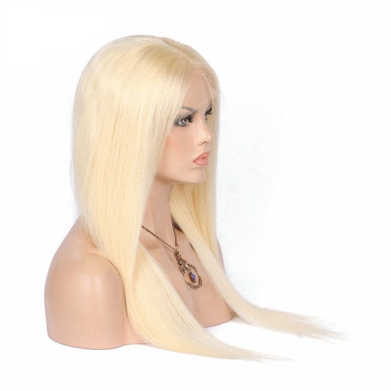 10A #613 Platinum Blonde Straight Human Hair 13 x 4 Lace Front Wigs 02