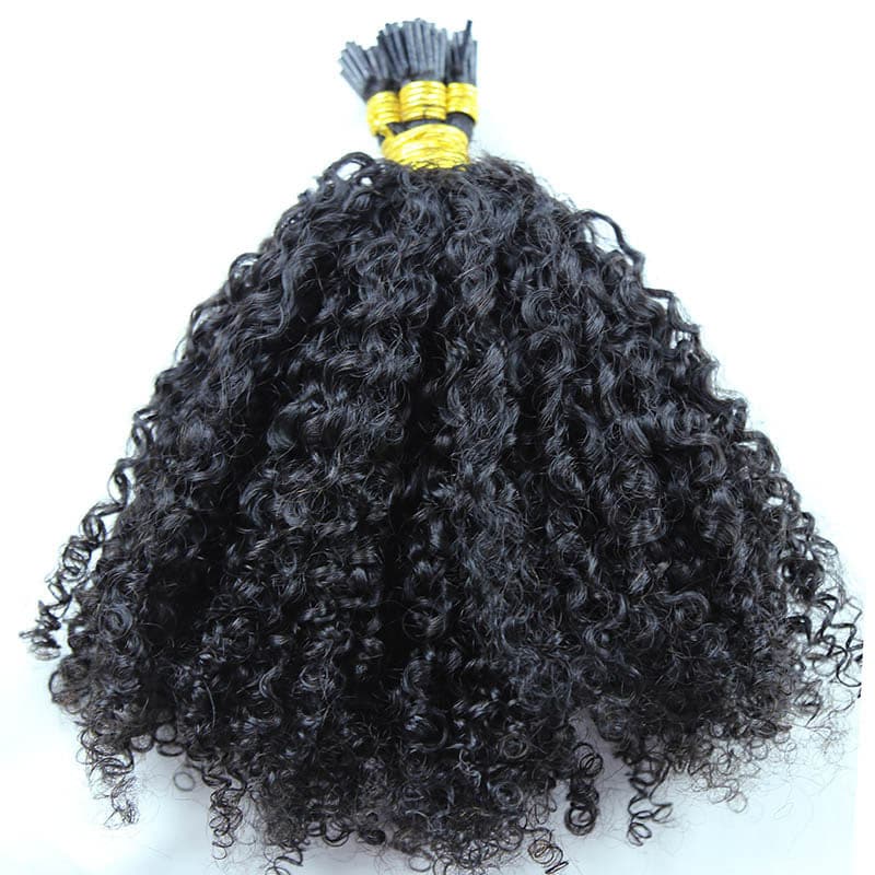 Natural Color Multi-Textured Kinky Curly I Tip Hair Extension