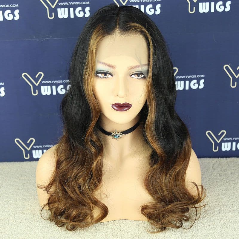 Ready to Go Ombre Brown Wavy 13x4 Lace Front Wigs 04