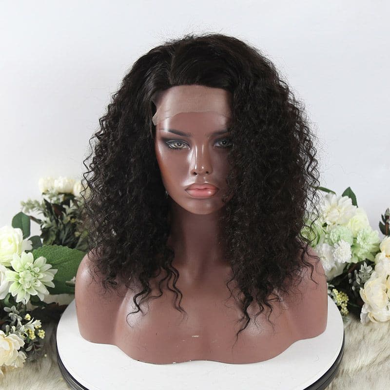 No Knots Natural Color 4 x 4 Silk Top Deep Wave Human Hair Lace Closure Wigs 03