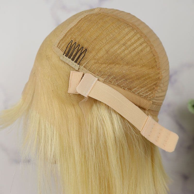 Olivia #613 Blonde Bob With Bang 13 x 6 Lace Front Wig Brazilian Human Hair 06